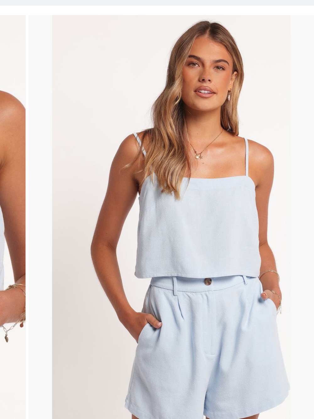 Petal & Pup Light Blue Cropped Square-Neck Cami